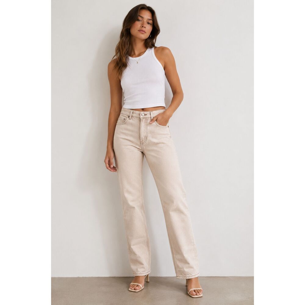 REFORMATION Cynthia High Rise Straight Denim Cream 23